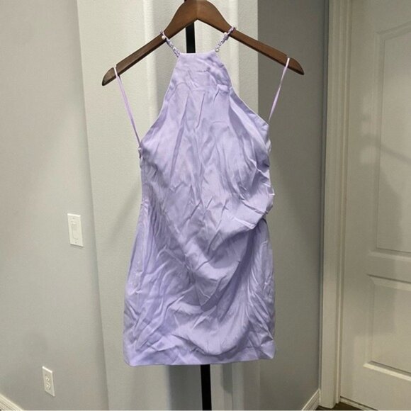 Gauge81 Lilac Purple Halter Mini Sleeveless Dress Size XS Evening Silk Pearl - Picture 1 of 6